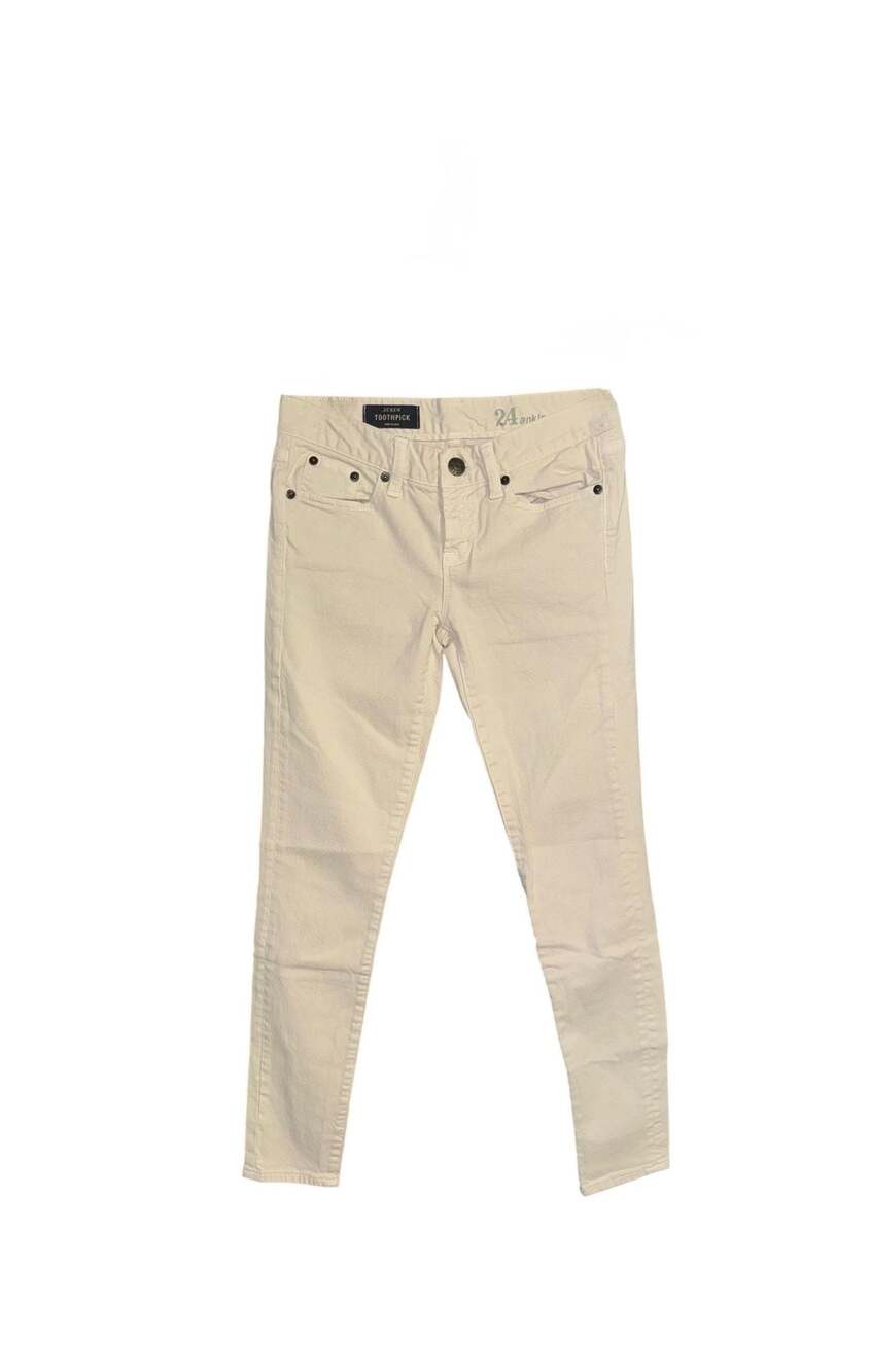 J.Crew Toothpick Ankle Jeans in Cream White, Women's Size 24